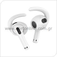 Silicon Earhooks with Case AhaStyle PT60 Apple Airpods 3 White (3 pairs)