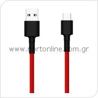 USB 2.0 Cable Xiaomi Mi Braided USB A to USB C SJX10ZM 1m Red (Bulk)