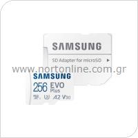 Κάρτα μνήμης microSDXC C10 UHS-I U3 Samsung EVO Plus 130MB/s 256Gb + 1 ADP