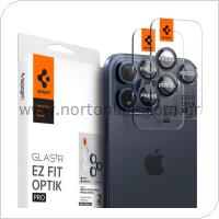 Προστατευτικό Κάλυμμα Κάμερας Spigen Optik.tR EZ-FIT για Τζαμάκι Κάμερας Apple iPhone14 Pro/ 14 Pro Max/ 15 Pro/ 15 Pro Max Μπλε Τιτάνιο (2 τεμ.)