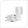 Travel Fast Charger Watch Wireless 2in1 Devia RCE-2301ACL with Dual Output USB A & USB C PD + QC 22W GaN Ultra1 White