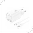 Travel Fast Charger Foneng EU69 with Output USB C PD 20W 3A & USB C to USB C Cable 1m White