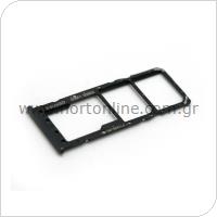 Sim & SD Card Holder Samsung A105F Galaxy A10 Black (Original)