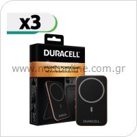 Power Bank Duracell Magnetic MagSafe Micro 5 12W 5000mAh with Bracket Stand Black (3 pcs)