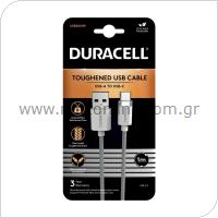 USB 2.0 Cable Duracell Braided Kevlar USB A to USB C 1m White