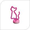 Neon LED Forever Light FSNE02 CAT (USB/Battery Operation & On/Off) with Stand Pink (Easter24)