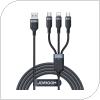 Καλώδιο Σύνδεσης USB 2.0 3in1 Joyroom Braided S-1T3018A18 USB A σε micro USB & USB C & Lightning 0.30m Μαύρο