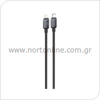 USB 2.0 Cable Foneng X119 Zinc Alloy Head Braided USB C to Lightning PD 27W 1m Black