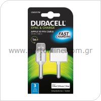 Καλώδιο Σύνδεσης USB 2.0 Duracell USB A σε MFI Apple 30-pin 1m Λευκό