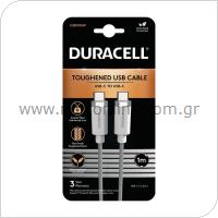 USB 3.2 Cable Duracell Braided Kevlar USB C to USB C 1m White