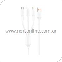 Καλώδιο Σύνδεσης USB 2.0 Foneng XS01 3in1 USB A σε micro USB & USB C & Lightning 3A 1.2m Λευκό