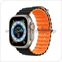 Λουράκι Devia Sport6 Silicone Apple Watch (42/ 44/ 45/ 49mm) Deluxe Two-Tone Μαύρο-Πορτοκαλί