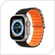 Strap Devia Sport6 Silicone Apple Watch (42/ 44/ 45/ 49mm) Deluxe Two-Tone Black-Orange