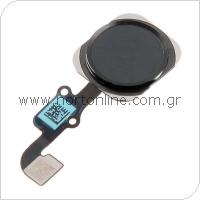 Καλώδιο Πλακέ με Εξωτερικό Κεντρικό Πλήκτρο Home Apple iPhone 6/ iPhone 6 Plus Μαύρο (OEM)
