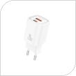 Travel Fast Charger Foneng EU70 with Dual Output USB A & USB C PD 20W 3A White