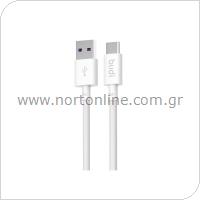 Καλώδιο Σύνδεσης USB 2.0 Budi USB A σε USB C 5A 1m Λευκό