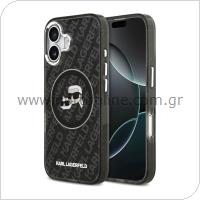 Θήκη Σιλικόνης Karl Lagerfeld Magsafe Apple iPhone 17 Glitter Karl & Choupette Heads Μαύρο