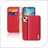 Leather Wallet Cover Dux Ducis Hivo RFID Wallet Apple iPhone 15 Plus Red