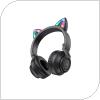 Ασύρματα Ακουστικά Κεφαλής Borofone BO18 Cat Ear Μαύρο