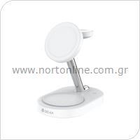 Wireless Magnetic Charging Pad Bracket 3in1 Devia Y302 15W for Apple Airpods, iPhone & iWatch Extreme Speed White