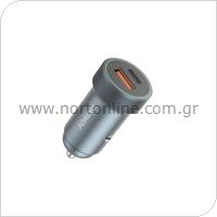 Car Fast Charger Foneng C16 with Dual Output USB A & USB C 30W Silver