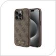 Θήκη PU Guess Apple iPhone 15 Pro Hardcase Metal Gold Logo 4G Καφέ