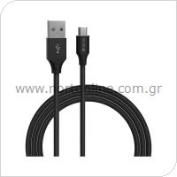 USB 2.0 Cable Devia Data EC203 Braided USB A to micro USB 1m Gracious Black