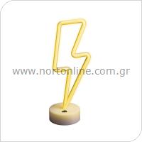 Neon LED Forever Light FSNE03 BOLT (USB/Battery Operation & On/Off) with Stand White