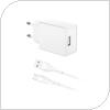 Travel Charger inos with USB A Output 12W White & USB C Cable 1m White