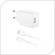 Travel Charger inos with USB A Output 12W White & USB C Cable 1m White