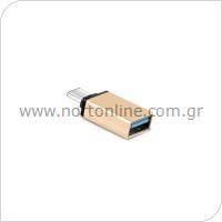 Αντάπτορας USB Host OTG (Female) σε USB C (Male) Metallic Χρυσό (Ασυσκεύαστο)