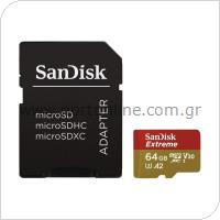Micro SDHC C10 Memory Card SanDisk Action Extreme SDSQXA2 160MB/s 64Gb + 1 ADP