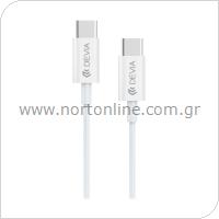 Καλώδιο Σύνδεσης USB 2.0 Devia EC042 USB C σε USB C PD 60W 1.2m Smart Λευκό
