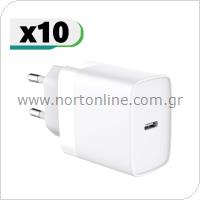 Travel Fast Charger inos with USB C Output PD QC 3.0 20W White (10 pcs)