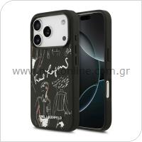 Θήκη TPU Karl Lagerfeld Apple iPhone 17 Pro Hardcase Grained Pattern Logo Μαύρο