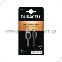 Καλώδιο Σύνδεσης USB 2.0 Duracell USB A σε MFI Lightning 1m Μαύρο