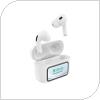 True Wireless Ακουστικά Bluetooth Devia ANC EM417 Pro4 με Μεταφραστή AI & Οθόνη Λευκό