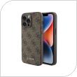 Θήκη PU Guess Apple iPhone 15 Pro Max Hardcase Metal Gold Logo 4G Καφέ