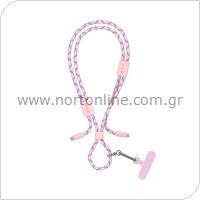 USB 2.0 Cable Woven Adjustable Lanyard Devia EC428 USB C to USB C PD 60W 1.6m Cable Pro5 Pink