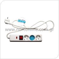 Socket GSC 3 Way with Switch Surge Protection & Cable 1.5m (3 x 1.5mm) White