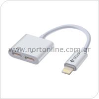 Adaptor Devia EH017 Lightning Male to 2 x Lightning Female For Charge & Hands Free White