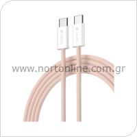 Cable Devia EC325 Woven USB C to USB C PD 3A 60W 1m Smart Pink