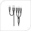 Καλώδιο Φόρτισης Budi 203T5 6in1 USB A & USB C σε Micro USB & USB C & Lightning 1.2m Μαύρο