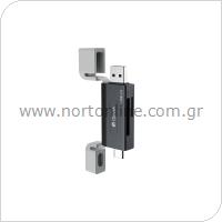 Hub USB A + USB C To SD/TF Devia EL239 2 σε 1 Card Reader Smart Μαύρο