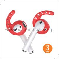Earhooks Σιλικόνης AhaStyle PT14 Apple EarPods & Airpods Comfort Κόκκινο (3 ζεύγη)