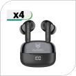 True Wireless Bluetooth Earphones Audeeo AO-TWSLED1 Black (4 pcs)