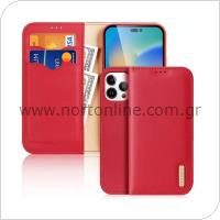 Θήκη Δερμάτινη Dux Ducis Hivo RFID Wallet Apple iPhone 15 Pro Max Κόκκινο