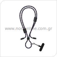 USB 2.0 Cable Woven Adjustable Lanyard Devia EC428 USB C to USB C PD 60W 1.6m Cable Pro5 Dark Blue