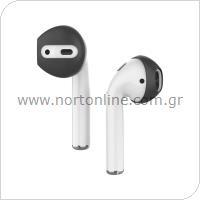 Earhooks Σιλικόνης AhaStyle PT76 Apple Earpods & Airpods Fit in Case Μαύρο (3 ζεύγη)