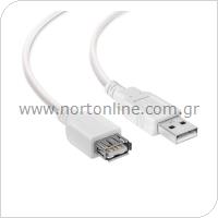 Extend Cable Male USB/ Female USB 1m White (Bulk)